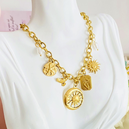 Colier Cristal Verde - Otel Inoxidabil, Lantisoare Coliere Dama, Bijuterii Inox [6]