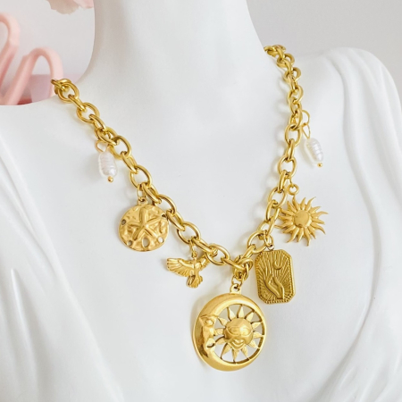 COLIERE Otel Inoxidabil - Colier Cristal Verde - Otel Inoxidabil, Lantisoare Coliere Dama, Bijuterii Inox