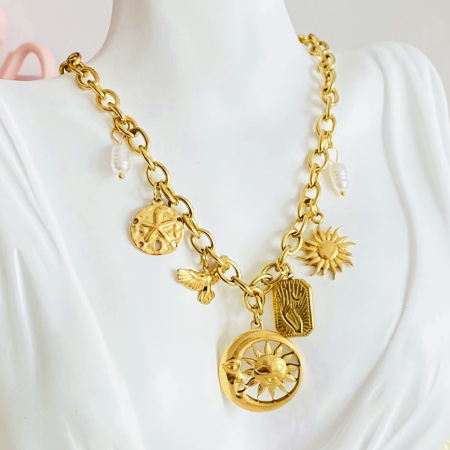 Colier Cristal Verde - Otel Inoxidabil, Lantisoare Coliere Dama, Bijuterii Inox [9]