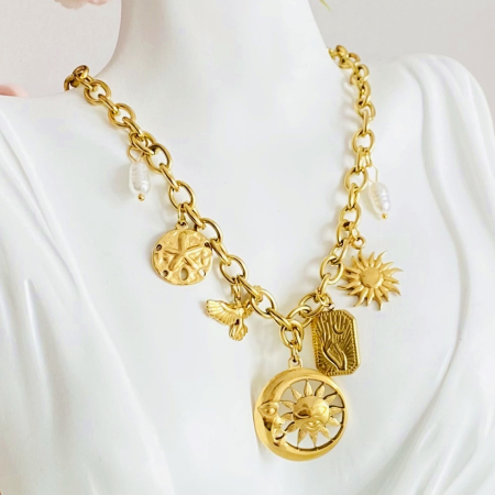 Colier Cristal Verde - Otel Inoxidabil, Lantisoare Coliere Dama, Bijuterii Inox [4]