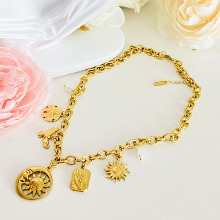 Colier Cristal Verde - Otel Inoxidabil, Lantisoare Coliere Dama, Bijuterii Inox [5]