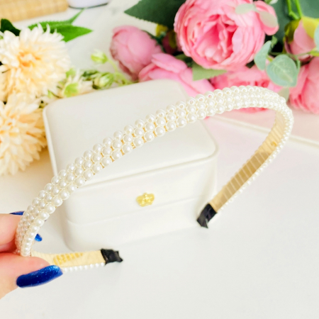 ACCESORII PAR - Cordeluta Par / Coronita de Par Mini Perlute Albe, Accesorii Par