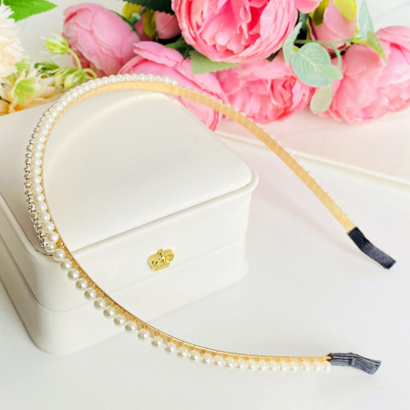 Cordeluta Par / Coronita de Par Perle Cristale Alb, Accesorii Par [2]
