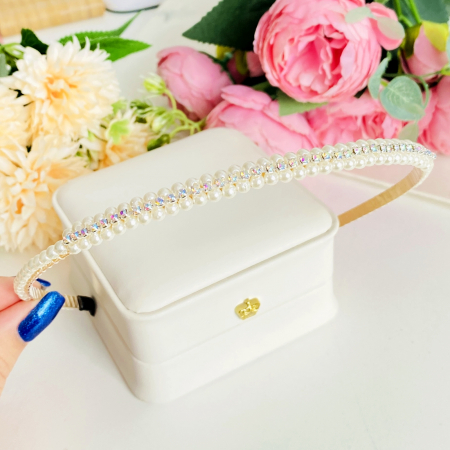 Cordeluta Par / Coronita de Par Perle Cristale Alb, Accesorii Par [1]