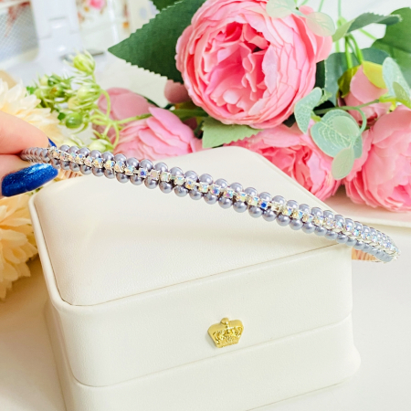 Cordeluta Par / Coronita de Par Perle Cristale Gri, Accesorii Par [4]