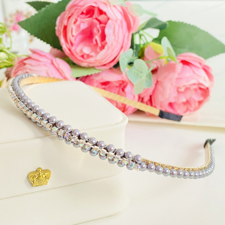 Cordeluta Par / Coronita de Par Perle Cristale Gri, Accesorii Par [3]