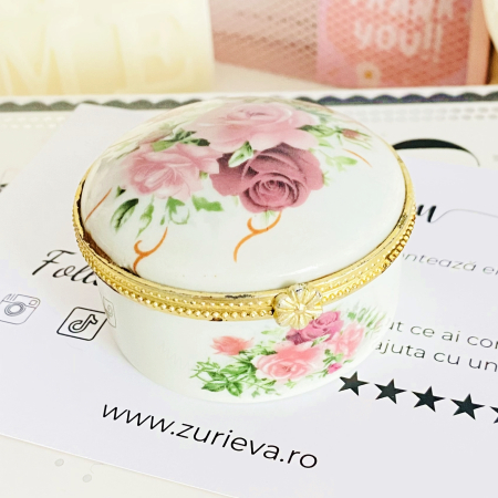 Cutiuta Bijuterii Portelan Flori, Decoratiuni Vintage [1]
