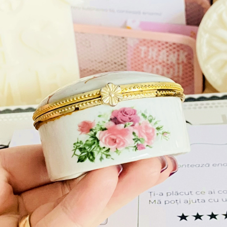 Cutiuta Bijuterii Portelan Flori, Decoratiuni Vintage [5]