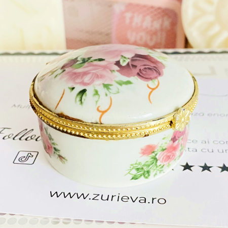 Cutiuta Bijuterii Portelan Flori, Decoratiuni Vintage [7]