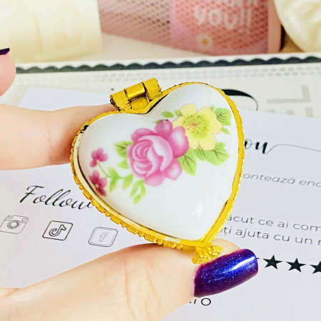 VINTAGE HOME - Mini Cutiuta Bijuterii Portelan Inima, Decoratiuni Vintage
