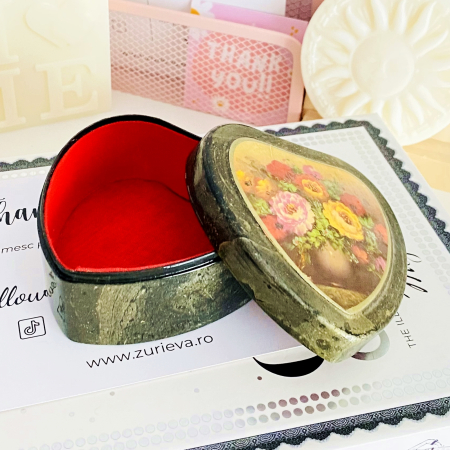 Cutiuta Bijuterii Inima & Flori, Decoratiuni Vintage [2]
