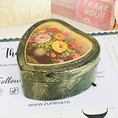 Cutiuta Bijuterii Inima & Flori, Decoratiuni Vintage [3]