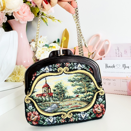 PORTOFELE - Geanta Vintage Tapiserie Peisaj, Genti Vintage
