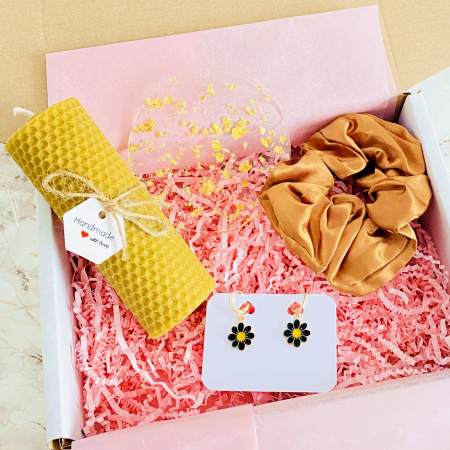 LUMANARI - Set Cadou Lumanare & Cercei Flori Negre, Gift Box pentru femei, Seturi Cadou