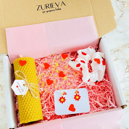 Set Cadou Lumanare & Cercei Flori Rosii, Gift Box pentru femei, Seturi Cadou [2]