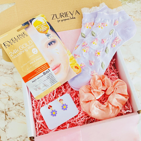 GIFT BOX - Set Cadou Flori Mov, Gift Box pentru femei, Seturi Cadou