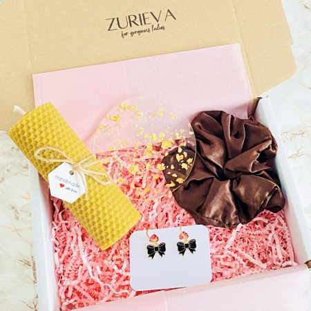 LUMANARI - Set Cadou Lumanare & Cercei Fundite Negre, Gift Box pentru femei, Seturi Cadou
