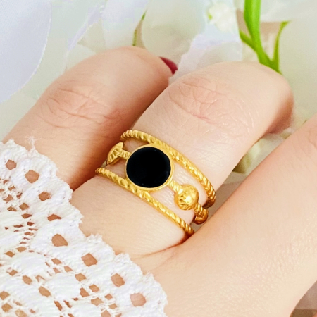 Inel Reglabil Black Gold, Inele Otel Inoxidabil, Inele Dama [2]