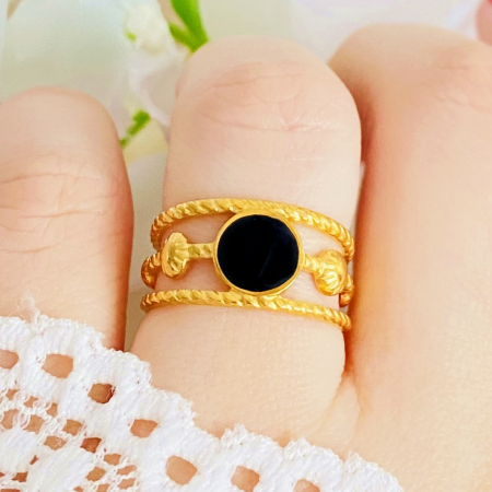 INELE Otel Inoxidabil - Inel Reglabil Black Gold, Inele Otel Inoxidabil, Inele Dama