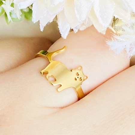 BIJUTERII OTEL INOXIDABIL - Inel Reglabil Pisica, Inele Otel Inoxidabil, Inele Dama