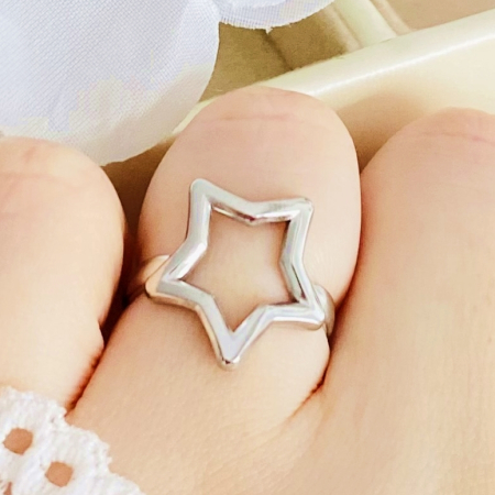 Inel Reglabil Stea Argintie, Inele Otel Inoxidabil, Inele Dama [4]