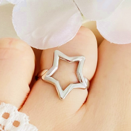 Inel Reglabil Stea Argintie, Inele Otel Inoxidabil, Inele Dama [2]