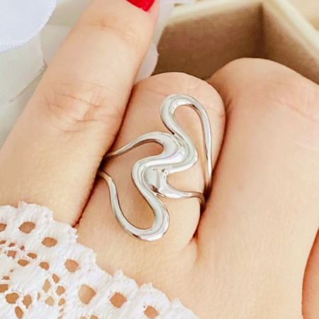 Inel Reglabil Ava Argintiu, Inele Otel Inoxidabil, Inele Dama [3]