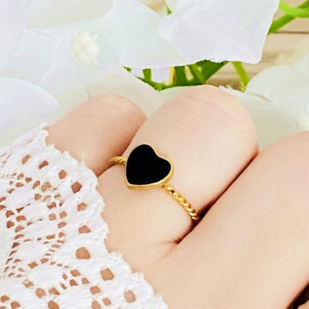 Inel Reglabil Inima Neagra, Inele Otel Inoxidabil, Inele Dama [4]