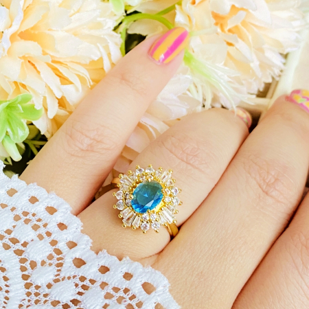 Inel Reglabil Blue Vintage, Inele Otel Inoxidabil, Inele Dama [6]