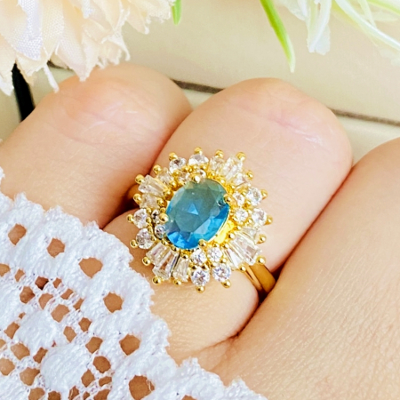 Inel Reglabil Blue Vintage, Inele Otel Inoxidabil, Inele Dama [7]