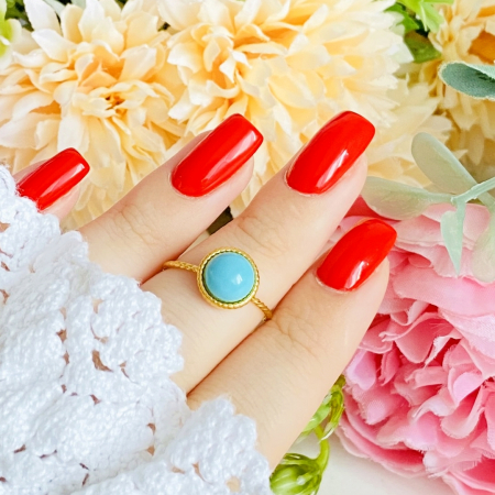 Inel Auriu Piatra Turcoaz, Otel Inoxidabil, Inele Dama [2]