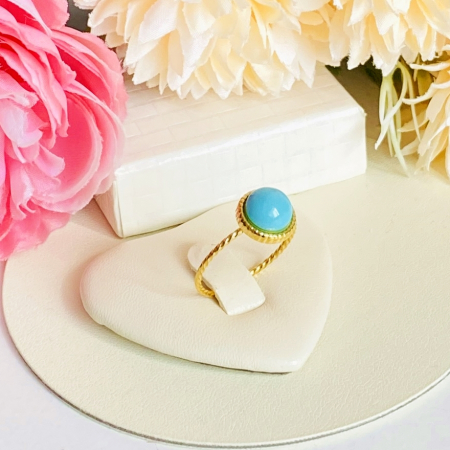 Inel Auriu Piatra Turcoaz, Otel Inoxidabil, Inele Dama [4]