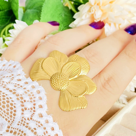 Inel Reglabil Floare Mare, Inele Otel Inoxidabil, Inele Dama [4]