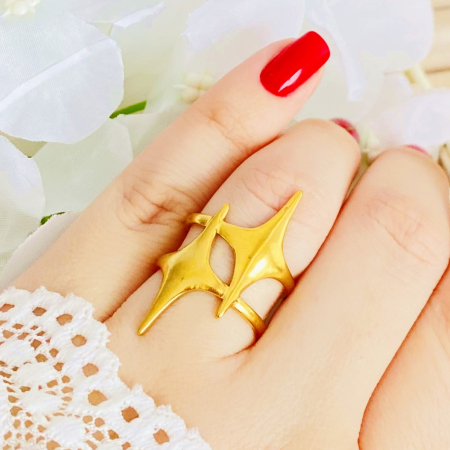 Inel Reglabil Stele Aurii, Inele Otel Inoxidabil, Inele Dama [1]