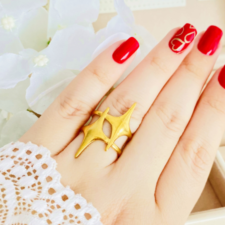 Inel Reglabil Stele Aurii, Inele Otel Inoxidabil, Inele Dama [2]