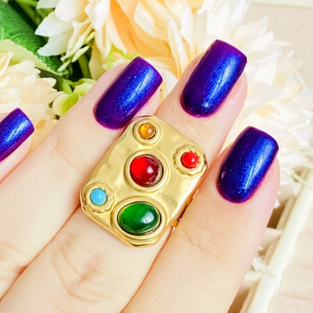 Inel Reglabil Pietre Colorate, Inele Otel Inoxidabil, Inele Dama [6]