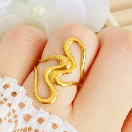 BIJUTERII OTEL INOXIDABIL - Inel Reglabil Ava Auriu, Inele Otel Inoxidabil, Inele Dama