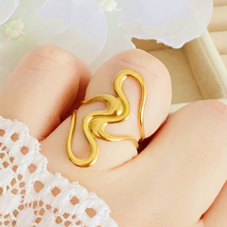 Inel Reglabil Ava Auriu, Inele Otel Inoxidabil, Inele Dama [2]