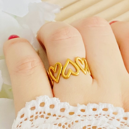 Inel Reglabil Inimi Aurii, Inele Otel Inoxidabil, Inele Dama [1]