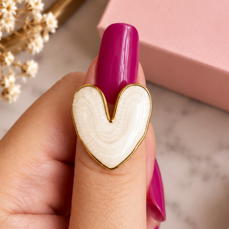 Inel Reglabil Inima Alba, Inele Otel Inoxidabil, Inele Dama [3]