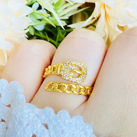 Inel Reglabil Gold Belt, Inele Otel Inoxidabil, Inele Dama [3]