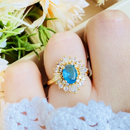 Inel Reglabil Blue Vintage, Inele Otel Inoxidabil, Inele Dama [3]