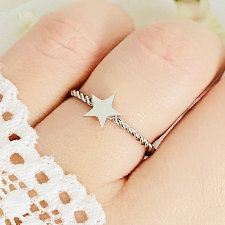 Inel Reglabil Stea Argintie, Inele Otel Inoxidabil, Inele Dama [4]