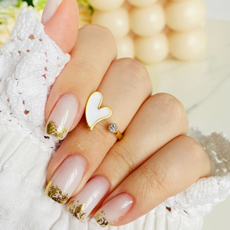 Inel Inima Alba & Cristal Otel Inoxidabil, Inele Dama [3]