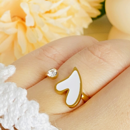 Inel Inima Alba & Cristal Otel Inoxidabil, Inele Dama [2]