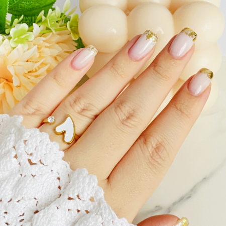 Inel Inima Alba & Cristal Otel Inoxidabil, Inele Dama [1]