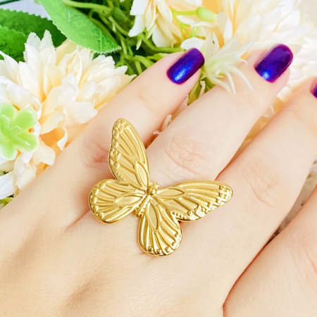 Inel Reglabil Fluture Mare, Inele Otel Inoxidabil, Inele Dama [1]