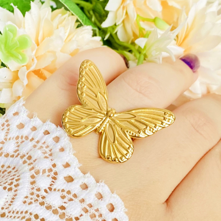 Inel Reglabil Fluture Mare, Inele Otel Inoxidabil, Inele Dama [4]