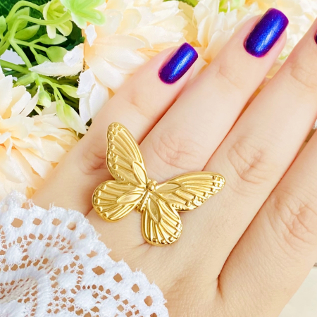 Inel Reglabil Fluture Mare, Inele Otel Inoxidabil, Inele Dama [6]