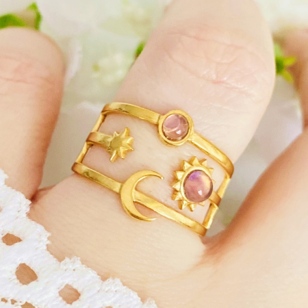 Inel Reglabil Pink Universe, Inele Otel Inoxidabil, Inele Dama [2]